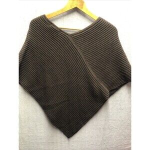 Lord & Taylor Poncho Sweater One Size Brown Ribbed Knit Quiet Luxury Old Money